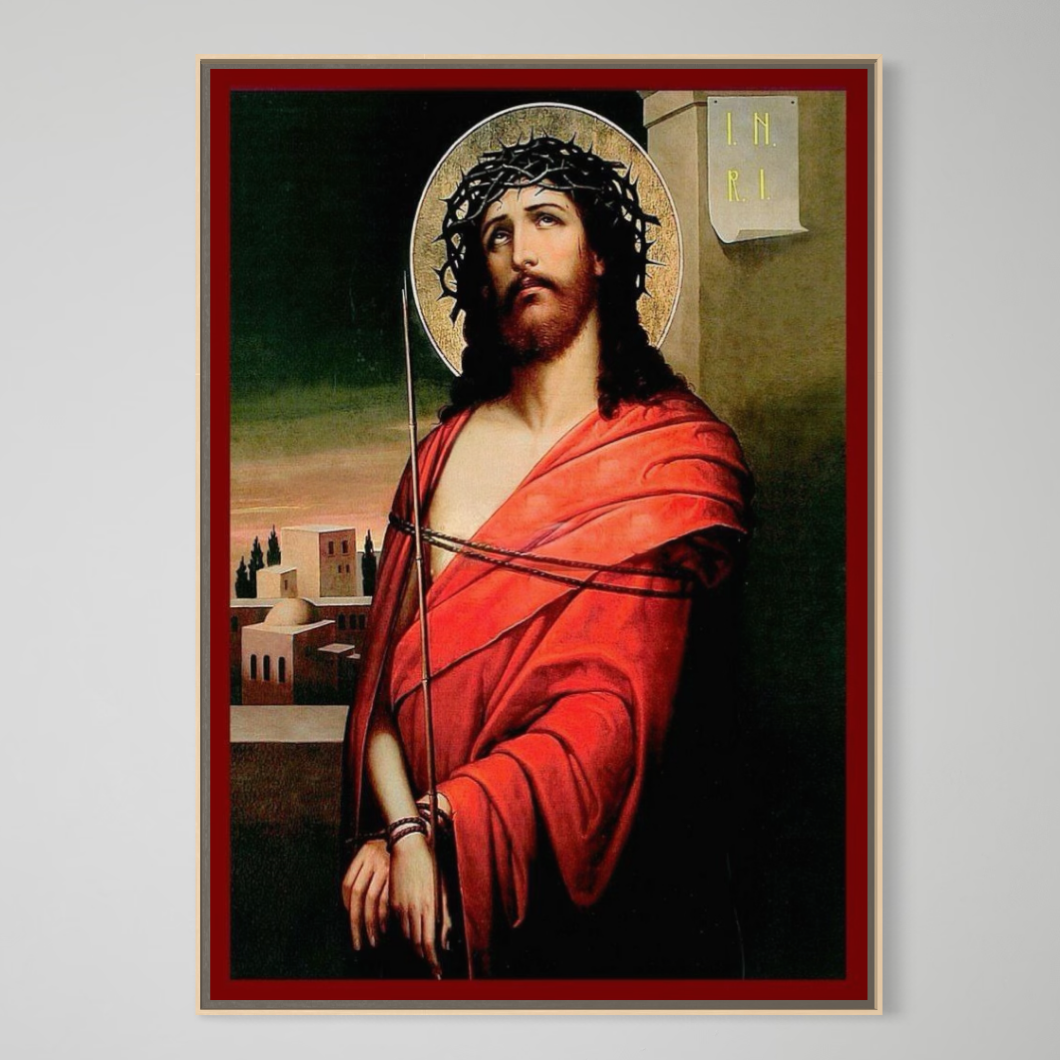 Tablou Canvas Premium, LuxCanva® H1099, Iisus Hristos in Patimi, Icoana, Mantuitor, Coroana, Spini, Patimi, Jertfa, Omenire, Sacrificiu, Rastignire, Cruce, Living, Dormitor