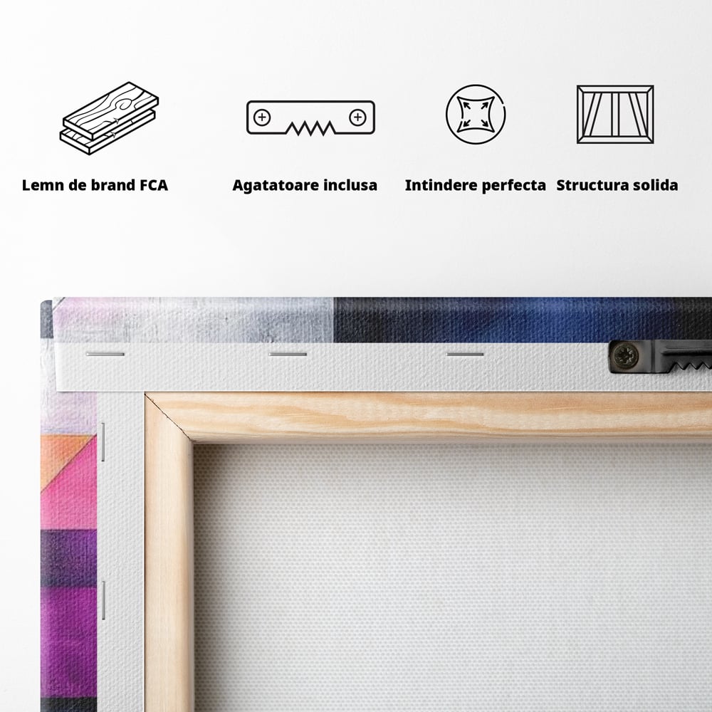Leinwand Premium Canvas Wandkunst, LuxCanva® J1002, Abstrakte Horizonte, Fragmente, Chromatisch, Horizonte, Linien, Lila, Rot, Explosion, Urban, Kunst, Dekor, Wohnen, Schlafzimmer