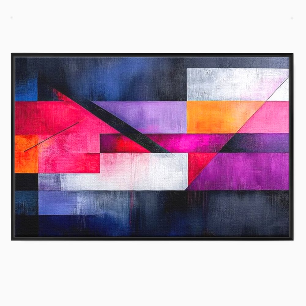 Leinwand Premium Canvas Wandkunst, LuxCanva® J1002, Abstrakte Horizonte, Fragmente, Chromatisch, Horizonte, Linien, Lila, Rot, Explosion, Urban, Kunst, Dekor, Wohnen, Schlafzimmer