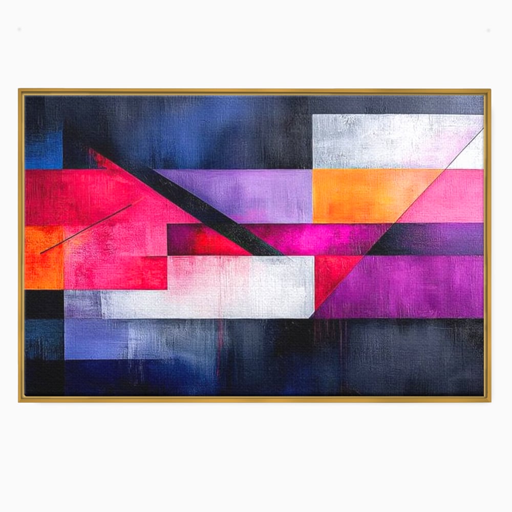 Leinwand Premium Canvas Wandkunst, LuxCanva® J1002, Abstrakte Horizonte, Fragmente, Chromatisch, Horizonte, Linien, Lila, Rot, Explosion, Urban, Kunst, Dekor, Wohnen, Schlafzimmer
