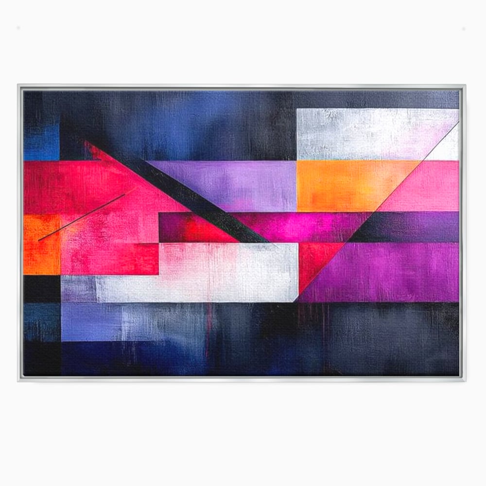 Leinwand Premium Canvas Wandkunst, LuxCanva® J1002, Abstrakte Horizonte, Fragmente, Chromatisch, Horizonte, Linien, Lila, Rot, Explosion, Urban, Kunst, Dekor, Wohnen, Schlafzimmer