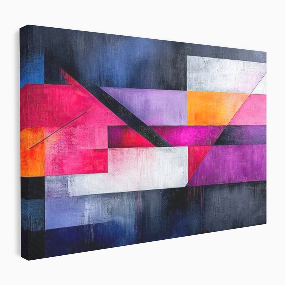 Leinwand Premium Canvas Wandkunst, LuxCanva® J1002, Abstrakte Horizonte, Fragmente, Chromatisch, Horizonte, Linien, Lila, Rot, Explosion, Urban, Kunst, Dekor, Wohnen, Schlafzimmer