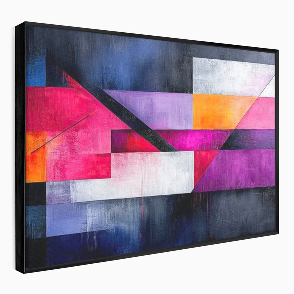 Leinwand Premium Canvas Wandkunst, LuxCanva® J1002, Abstrakte Horizonte, Fragmente, Chromatisch, Horizonte, Linien, Lila, Rot, Explosion, Urban, Kunst, Dekor, Wohnen, Schlafzimmer
