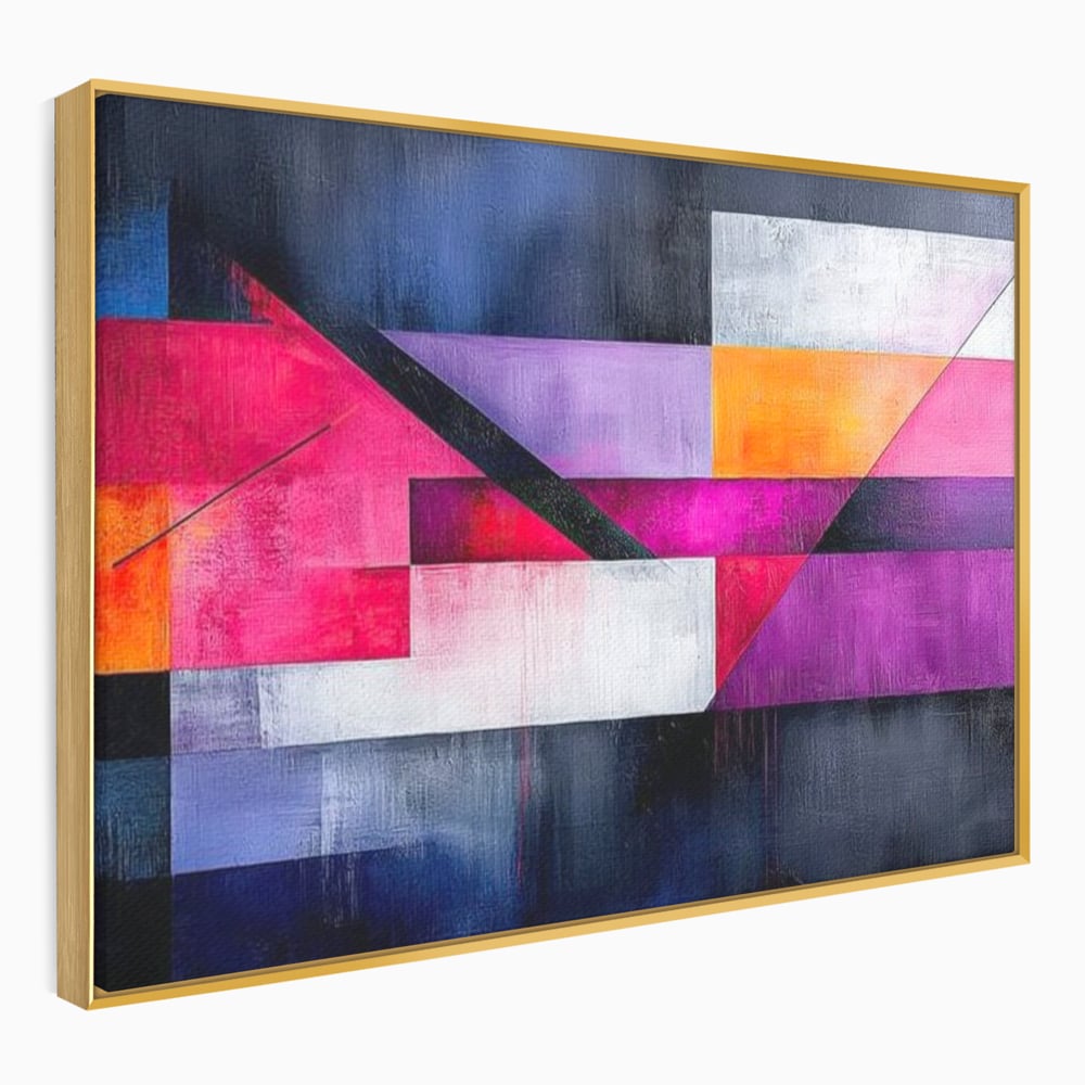 Leinwand Premium Canvas Wandkunst, LuxCanva® J1002, Abstrakte Horizonte, Fragmente, Chromatisch, Horizonte, Linien, Lila, Rot, Explosion, Urban, Kunst, Dekor, Wohnen, Schlafzimmer