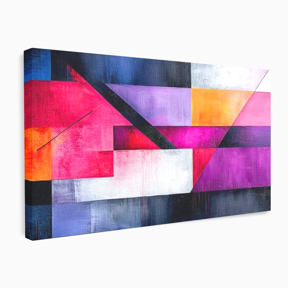 Leinwand Premium Canvas Wandkunst, LuxCanva® J1002, Abstrakte Horizonte, Fragmente, Chromatisch, Horizonte, Linien, Lila, Rot, Explosion, Urban, Kunst, Dekor, Wohnen, Schlafzimmer