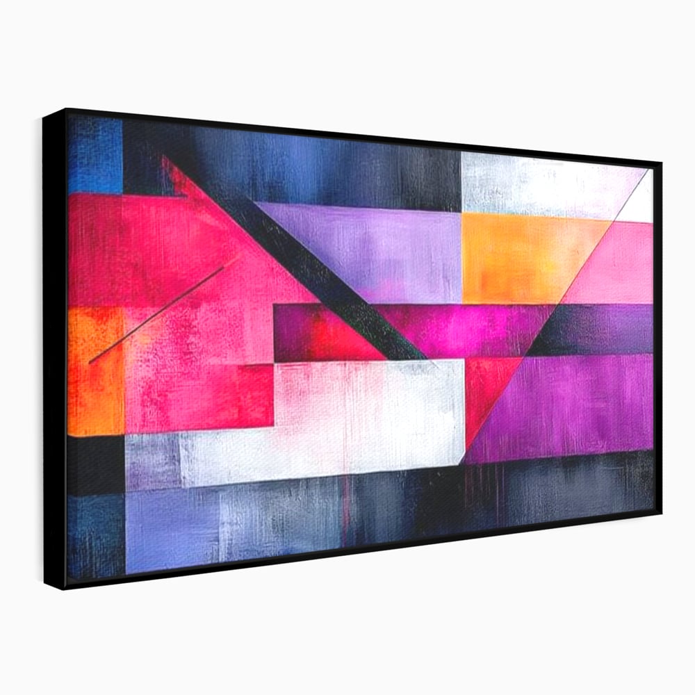 Leinwand Premium Canvas Wandkunst, LuxCanva® J1002, Abstrakte Horizonte, Fragmente, Chromatisch, Horizonte, Linien, Lila, Rot, Explosion, Urban, Kunst, Dekor, Wohnen, Schlafzimmer