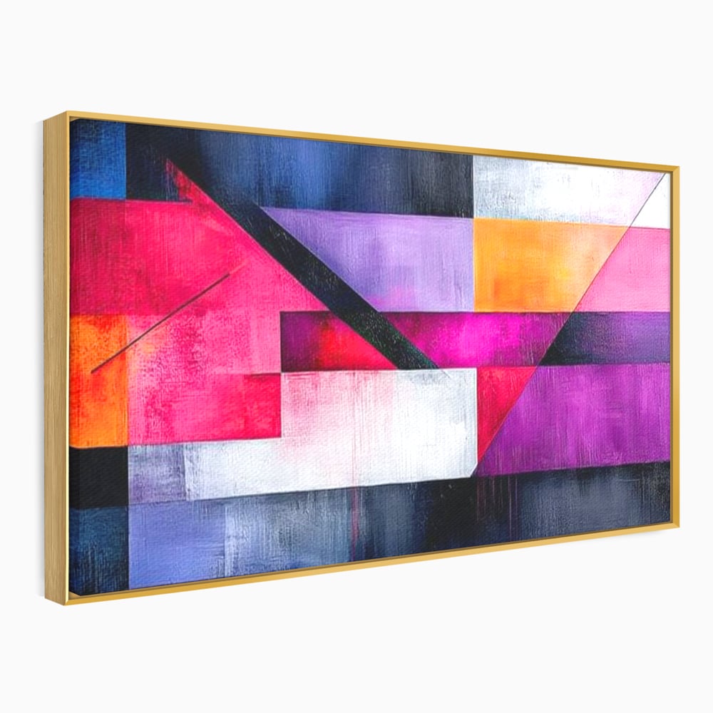 Leinwand Premium Canvas Wandkunst, LuxCanva® J1002, Abstrakte Horizonte, Fragmente, Chromatisch, Horizonte, Linien, Lila, Rot, Explosion, Urban, Kunst, Dekor, Wohnen, Schlafzimmer