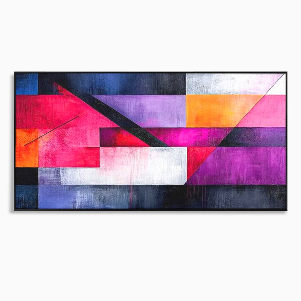 Leinwand Premium Canvas Wandkunst, LuxCanva® J1002, Abstrakte Horizonte, Fragmente, Chromatisch, Horizonte, Linien, Lila, Rot, Explosion, Urban, Kunst, Dekor, Wohnen, Schlafzimmer