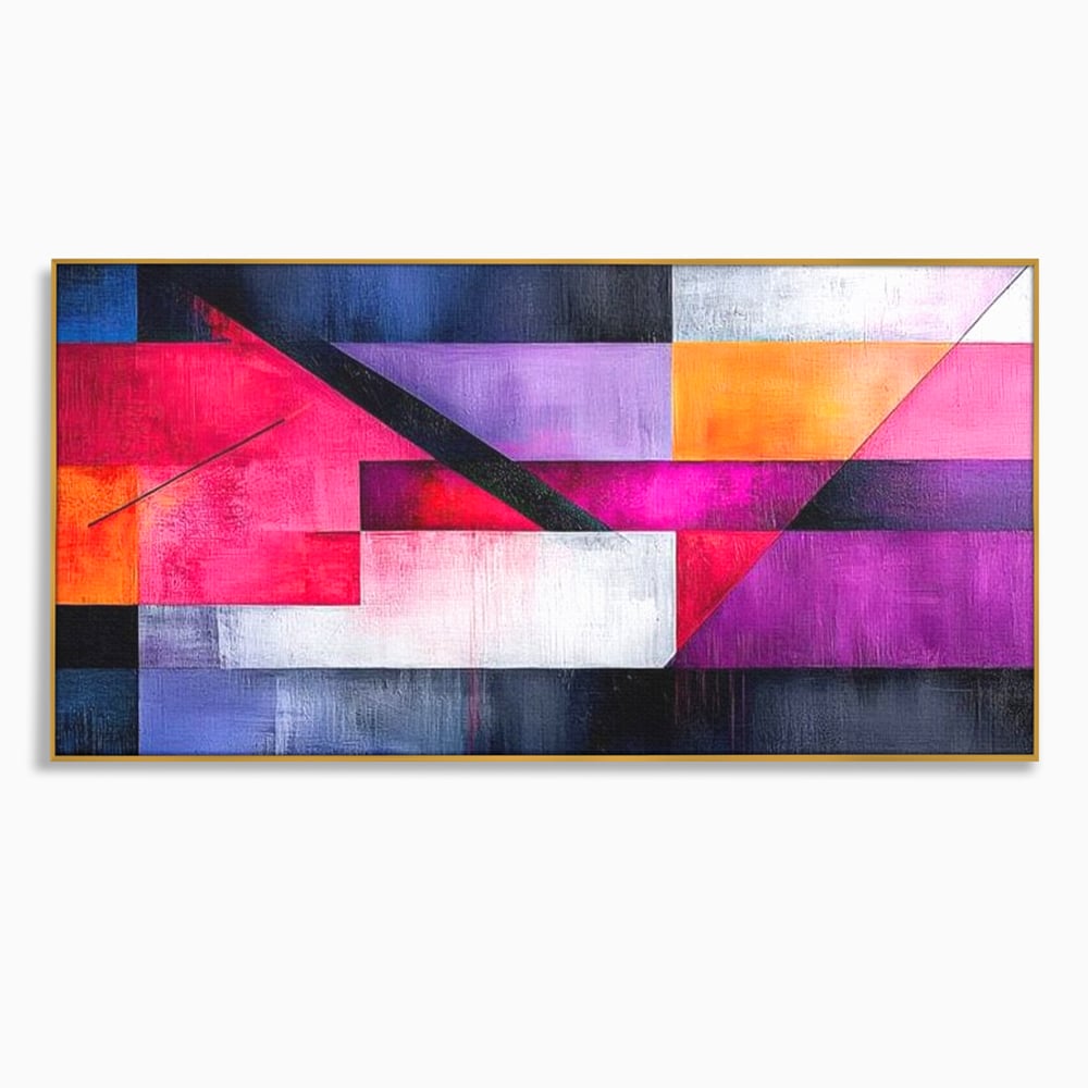 Leinwand Premium Canvas Wandkunst, LuxCanva® J1002, Abstrakte Horizonte, Fragmente, Chromatisch, Horizonte, Linien, Lila, Rot, Explosion, Urban, Kunst, Dekor, Wohnen, Schlafzimmer