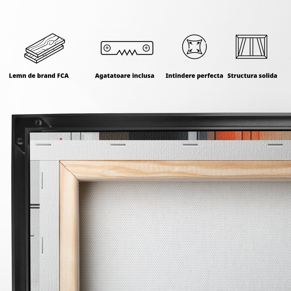 Tablou Canvas Premium, LuxCanva® J1003, Metropola In Rosu, Structuri, Forme, Grile, Linii, Armonie, Digital, Tehnic, Dinamism, Haotic, Industrial, Living, Dormitor