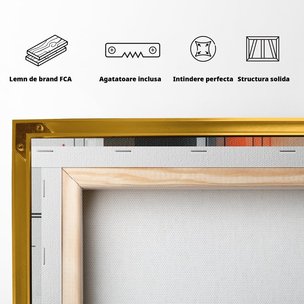 Tablou Canvas Premium, LuxCanva® J1003, Metropola In Rosu, Structuri, Forme, Grile, Linii, Armonie, Digital, Tehnic, Dinamism, Haotic, Industrial, Living, Dormitor