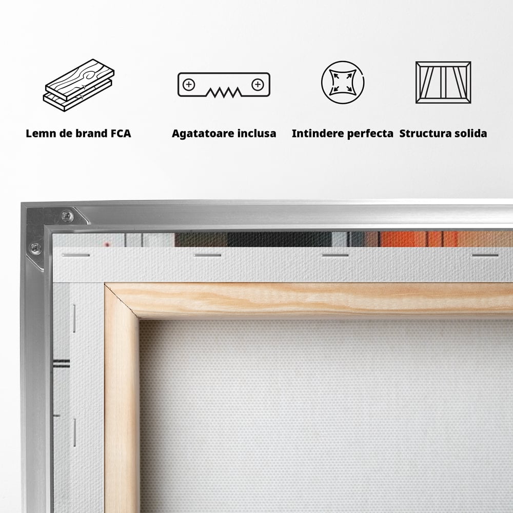 Tablou Canvas Premium, LuxCanva® J1003, Metropola In Rosu, Structuri, Forme, Grile, Linii, Armonie, Digital, Tehnic, Dinamism, Haotic, Industrial, Living, Dormitor