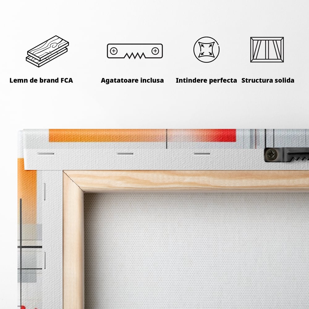 Tablou Canvas Premium, LuxCanva® J1004, Intersectii Cromatice, Portocaliu, Rosu, Flux, Metropolis, Cromatic, Stropi, Vizual, Exploziv, Contraste, Living, Dormitor