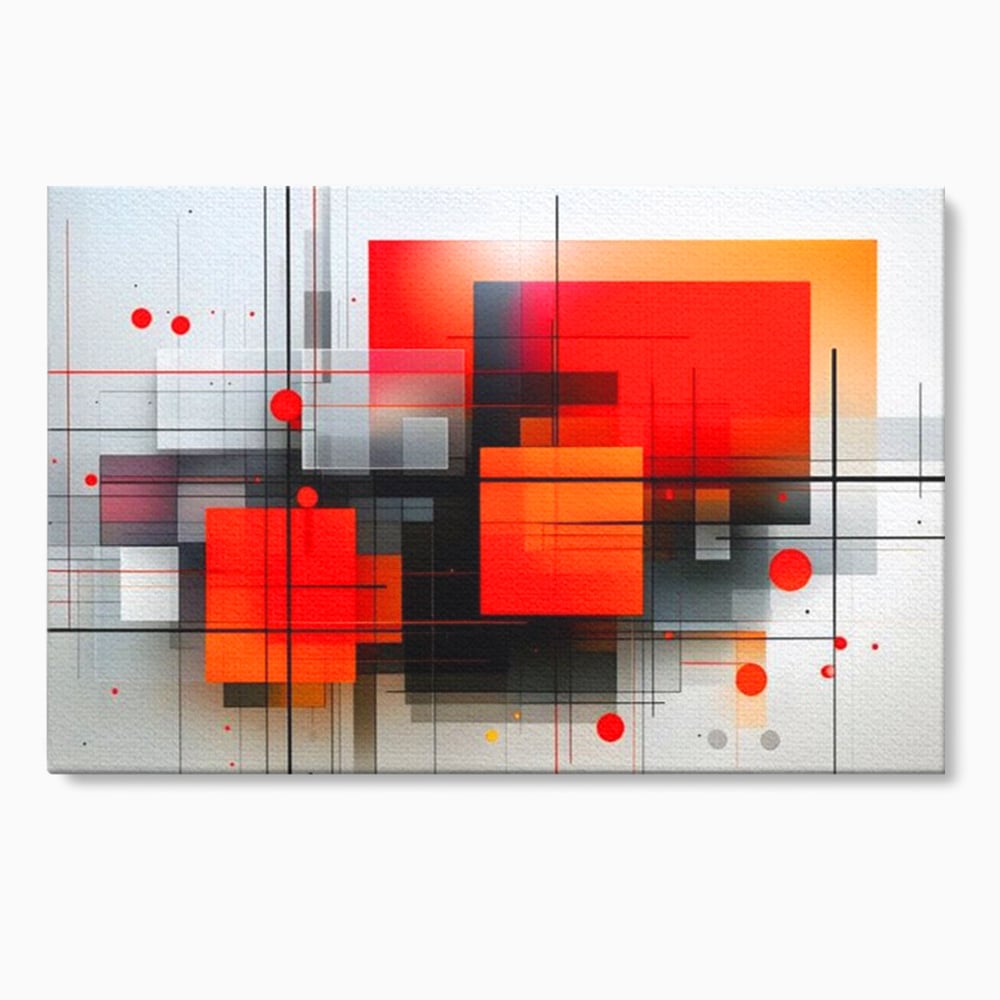 Tablou Canvas Premium, LuxCanva® J1004, Intersectii Cromatice, Portocaliu, Rosu, Flux, Metropolis, Cromatic, Stropi, Vizual, Exploziv, Contraste, Living, Dormitor