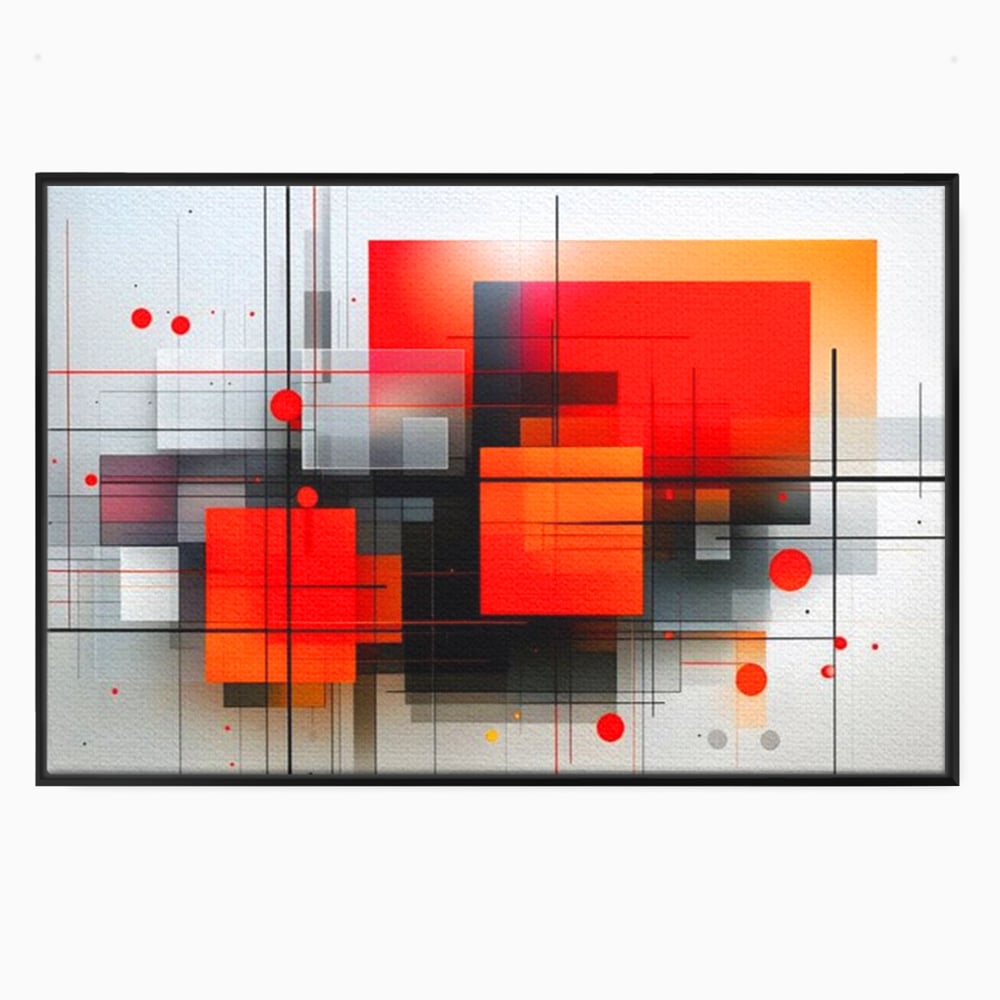 Tablou Canvas Premium, LuxCanva® J1004, Intersectii Cromatice, Portocaliu, Rosu, Flux, Metropolis, Cromatic, Stropi, Vizual, Exploziv, Contraste, Living, Dormitor
