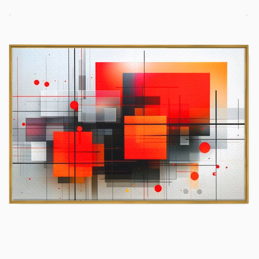 Tablou Canvas Premium, LuxCanva® J1004, Intersectii Cromatice, Portocaliu, Rosu, Flux, Metropolis, Cromatic, Stropi, Vizual, Exploziv, Contraste, Living, Dormitor