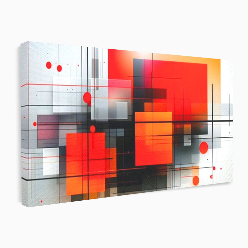 Tablou Canvas Premium, LuxCanva® J1004, Intersectii Cromatice, Portocaliu, Rosu, Flux, Metropolis, Cromatic, Stropi, Vizual, Exploziv, Contraste, Living, Dormitor