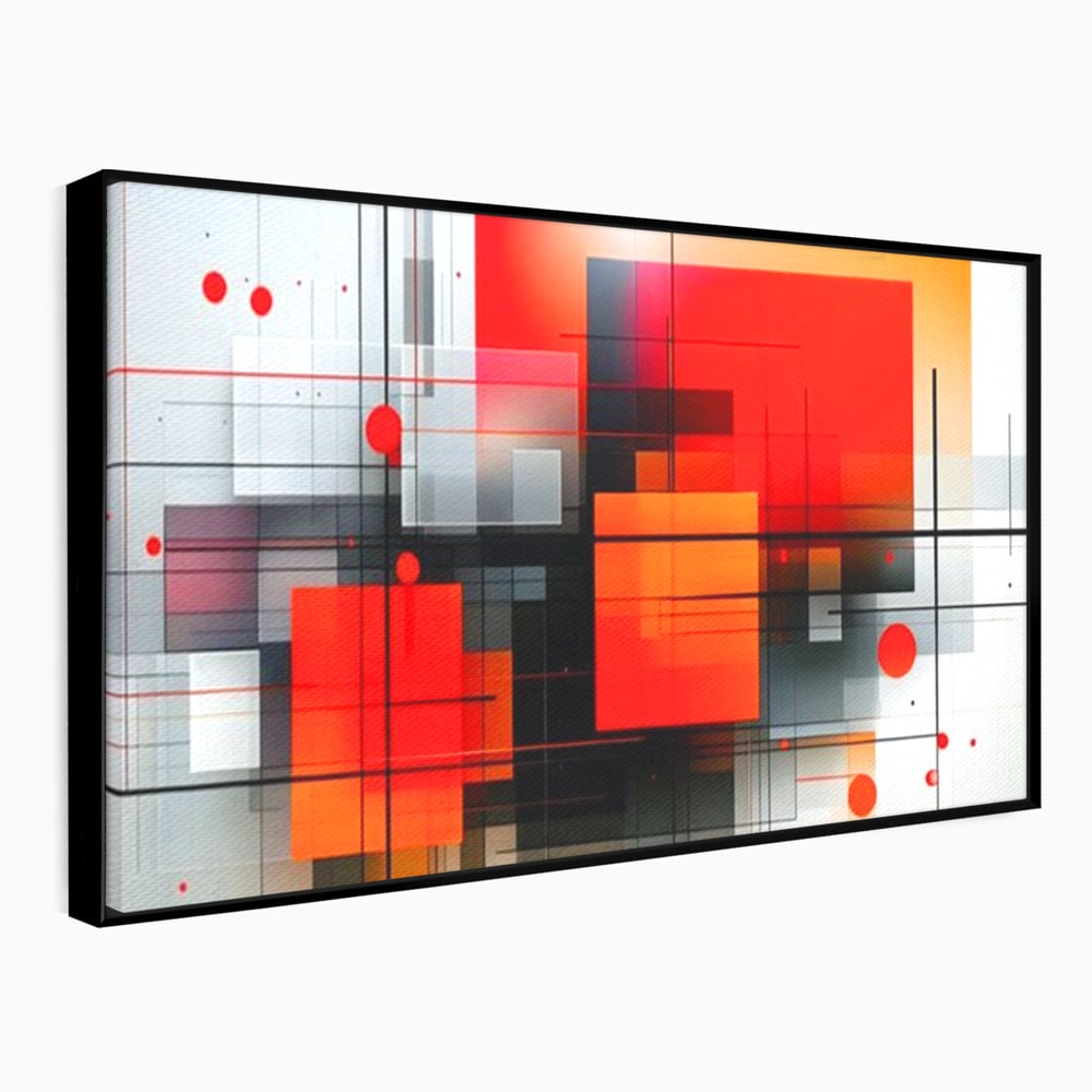 Tablou Canvas Premium, LuxCanva® J1004, Intersectii Cromatice, Portocaliu, Rosu, Flux, Metropolis, Cromatic, Stropi, Vizual, Exploziv, Contraste, Living, Dormitor
