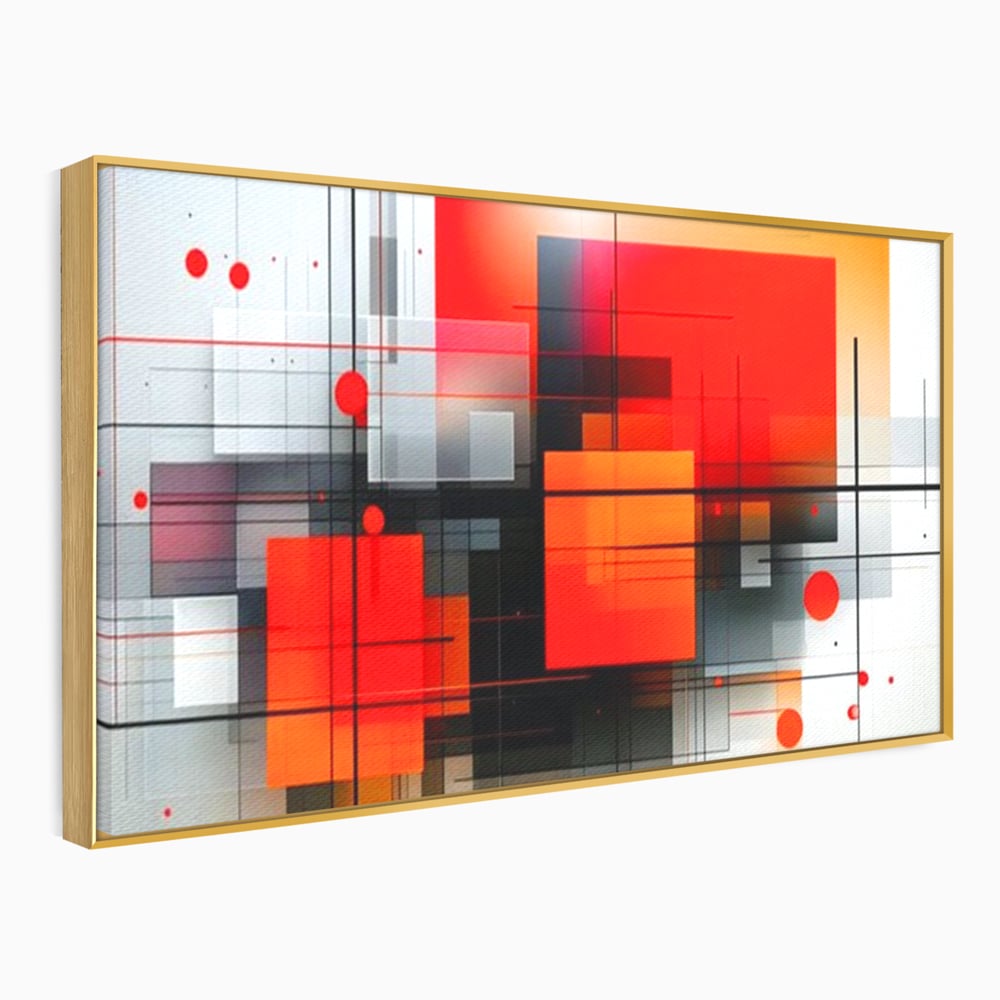 Tablou Canvas Premium, LuxCanva® J1004, Intersectii Cromatice, Portocaliu, Rosu, Flux, Metropolis, Cromatic, Stropi, Vizual, Exploziv, Contraste, Living, Dormitor