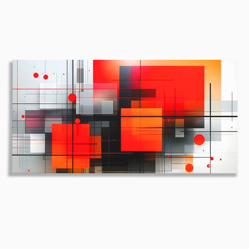 Tablou Canvas Premium, LuxCanva® J1004, Intersectii Cromatice, Portocaliu, Rosu, Flux, Metropolis, Cromatic, Stropi, Vizual, Exploziv, Contraste, Living, Dormitor