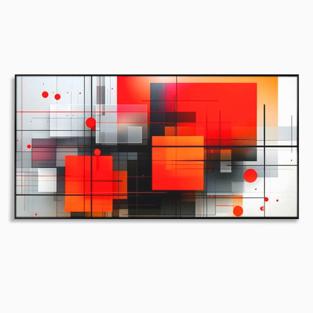 Tablou Canvas Premium, LuxCanva® J1004, Intersectii Cromatice, Portocaliu, Rosu, Flux, Metropolis, Cromatic, Stropi, Vizual, Exploziv, Contraste, Living, Dormitor