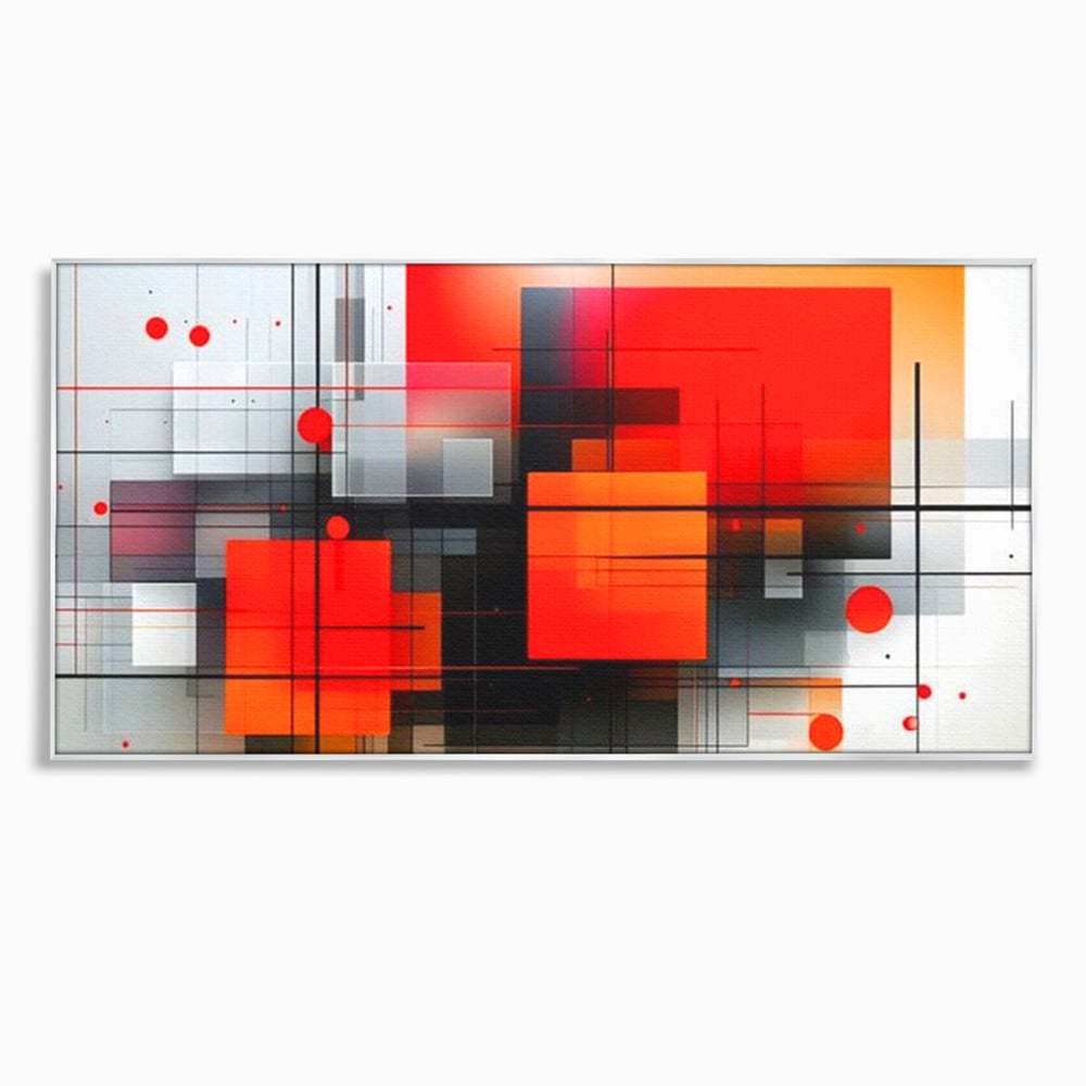 Tablou Canvas Premium, LuxCanva® J1004, Intersectii Cromatice, Portocaliu, Rosu, Flux, Metropolis, Cromatic, Stropi, Vizual, Exploziv, Contraste, Living, Dormitor