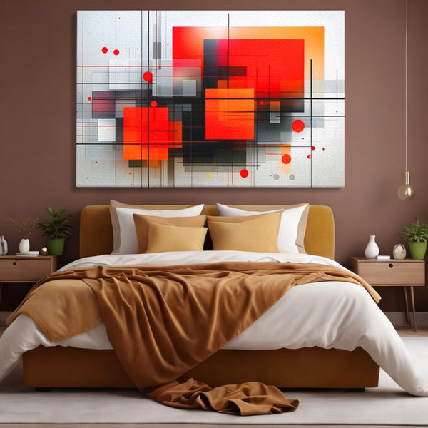 Tablou Canvas Premium, LuxCanva® J1004, Intersectii Cromatice, Portocaliu, Rosu, Flux, Metropolis, Cromatic, Stropi, Vizual, Exploziv, Contraste, Living, Dormitor