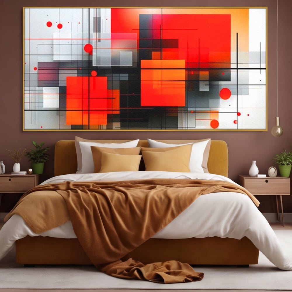 Tablou Canvas Premium, LuxCanva® J1004, Intersectii Cromatice, Portocaliu, Rosu, Flux, Metropolis, Cromatic, Stropi, Vizual, Exploziv, Contraste, Living, Dormitor