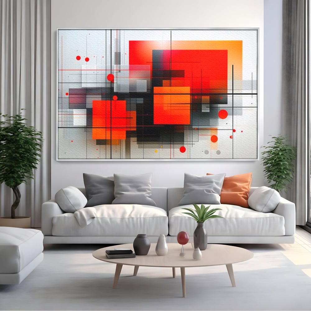 Tablou Canvas Premium, LuxCanva® J1004, Intersectii Cromatice, Portocaliu, Rosu, Flux, Metropolis, Cromatic, Stropi, Vizual, Exploziv, Contraste, Living, Dormitor