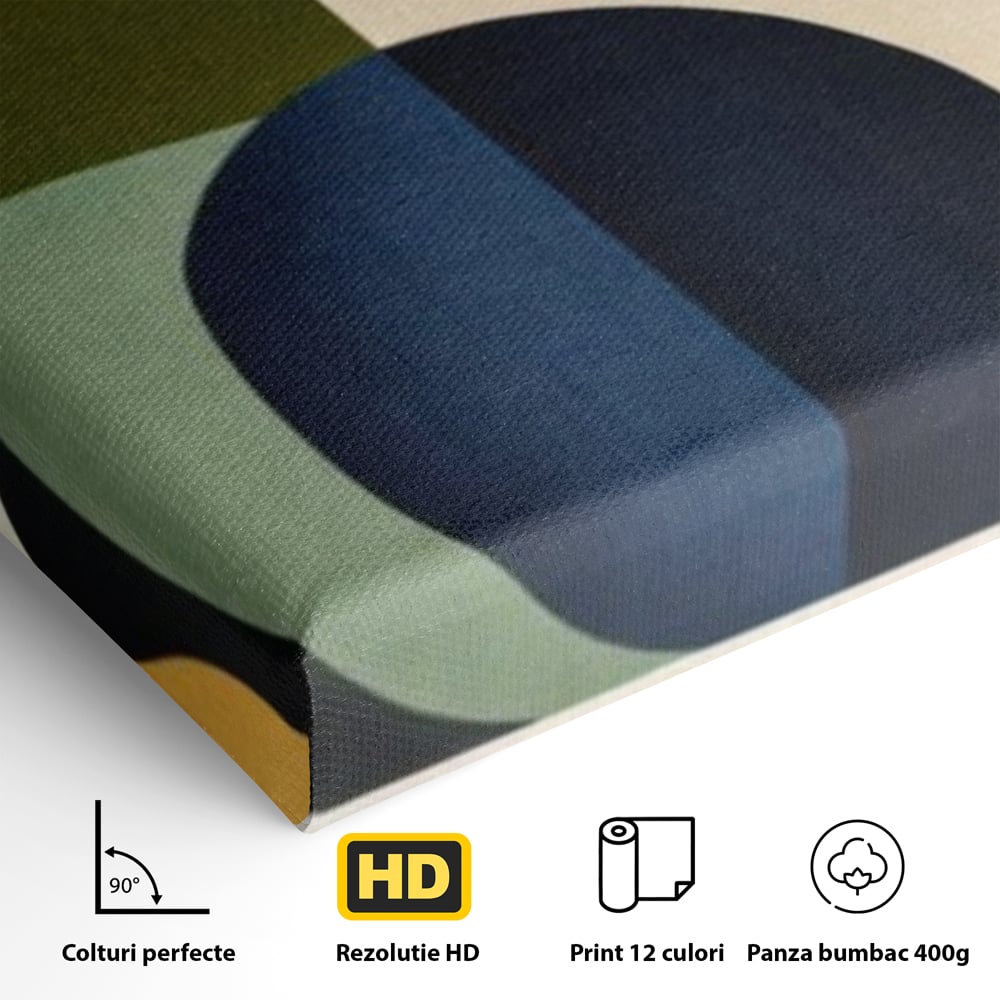 Tablou Canvas Premium, LuxCanva® J1006, Siluete Vegetale, Forme, Liniste, Natura, Siluete, Organic, Simplitate, Verde, Albastru, Scandinav, Modern, Living, Dormitor