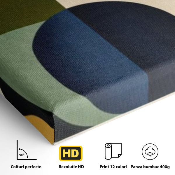 Tablou Canvas Premium, LuxCanva® J1006, Siluete Vegetale, Forme, Liniste, Natura, Siluete, Organic, Simplitate, Verde, Albastru, Scandinav, Modern, Living, Dormitor