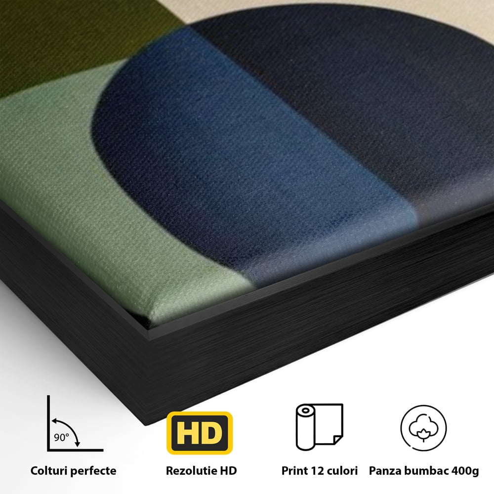Tablou Canvas Premium, LuxCanva® J1006, Siluete Vegetale, Forme, Liniste, Natura, Siluete, Organic, Simplitate, Verde, Albastru, Scandinav, Modern, Living, Dormitor