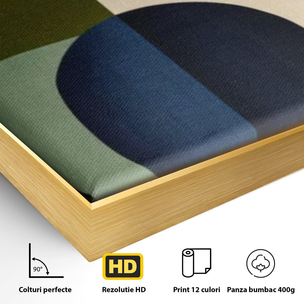Tablou Canvas Premium, LuxCanva® J1006, Siluete Vegetale, Forme, Liniste, Natura, Siluete, Organic, Simplitate, Verde, Albastru, Scandinav, Modern, Living, Dormitor