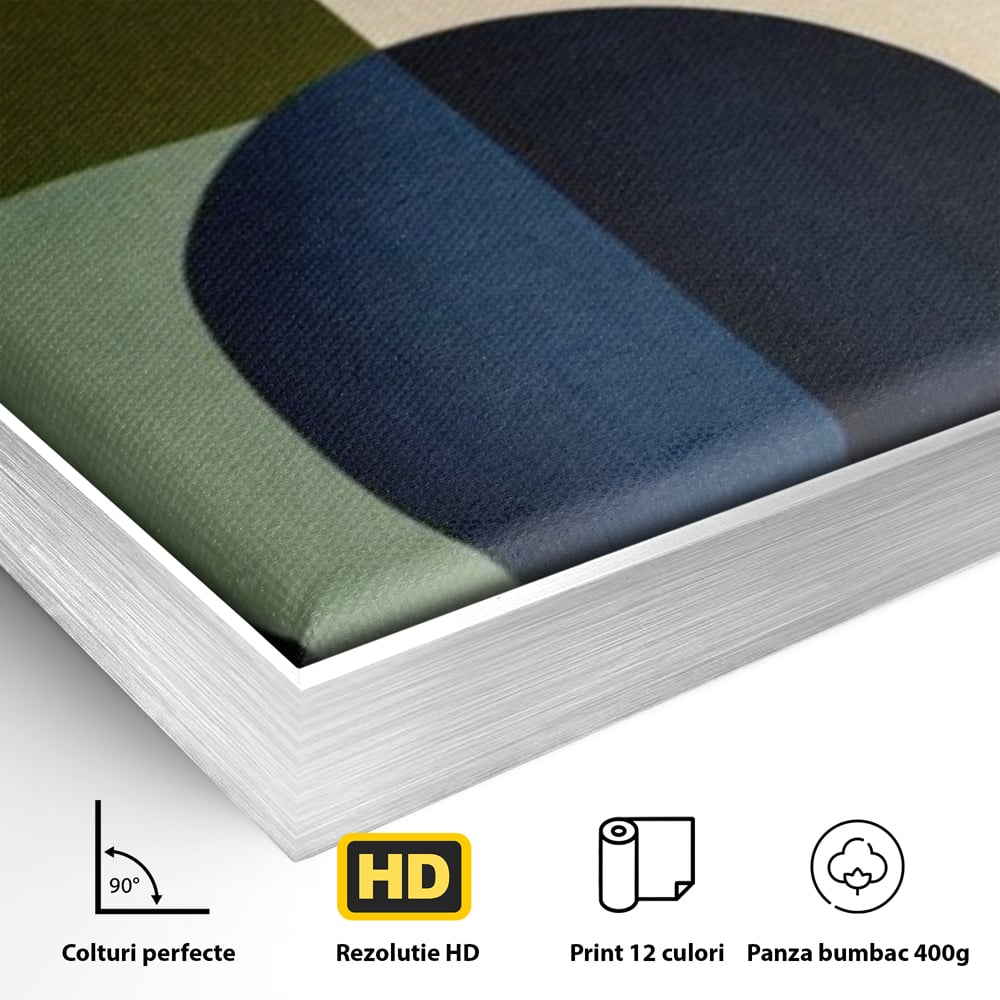 Tablou Canvas Premium, LuxCanva® J1006, Siluete Vegetale, Forme, Liniste, Natura, Siluete, Organic, Simplitate, Verde, Albastru, Scandinav, Modern, Living, Dormitor
