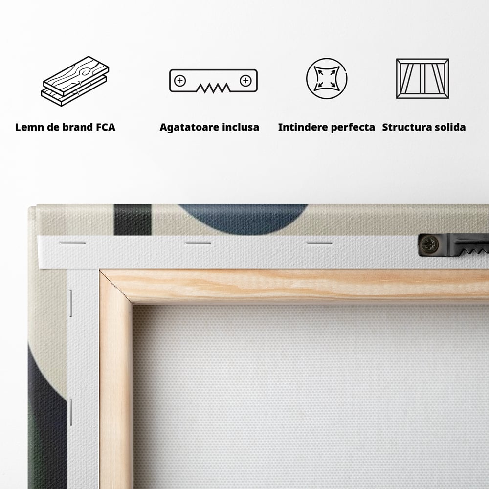 Tablou Canvas Premium, LuxCanva® J1006, Siluete Vegetale, Forme, Liniste, Natura, Siluete, Organic, Simplitate, Verde, Albastru, Scandinav, Modern, Living, Dormitor