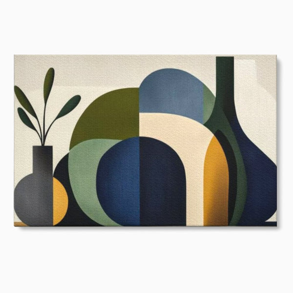 Tablou Canvas Premium, LuxCanva® J1006, Siluete Vegetale, Forme, Liniste, Natura, Siluete, Organic, Simplitate, Verde, Albastru, Scandinav, Modern, Living, Dormitor
