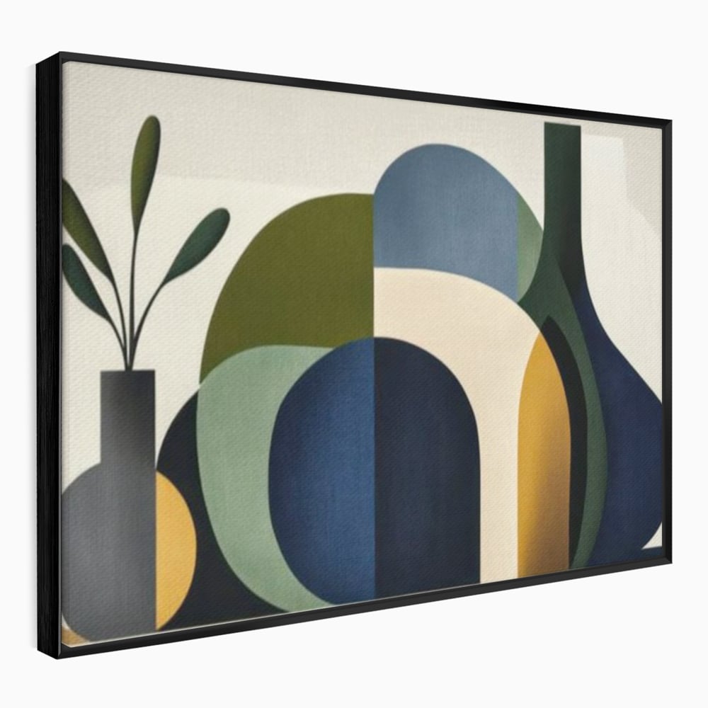 Tablou Canvas Premium, LuxCanva® J1006, Siluete Vegetale, Forme, Liniste, Natura, Siluete, Organic, Simplitate, Verde, Albastru, Scandinav, Modern, Living, Dormitor