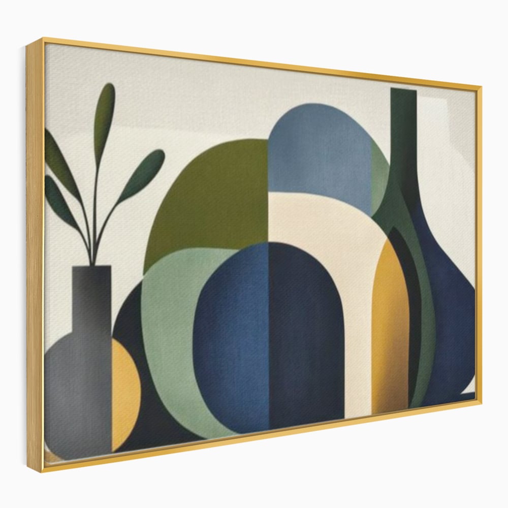 Tablou Canvas Premium, LuxCanva® J1006, Siluete Vegetale, Forme, Liniste, Natura, Siluete, Organic, Simplitate, Verde, Albastru, Scandinav, Modern, Living, Dormitor