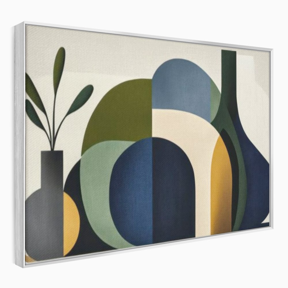 Tablou Canvas Premium, LuxCanva® J1006, Siluete Vegetale, Forme, Liniste, Natura, Siluete, Organic, Simplitate, Verde, Albastru, Scandinav, Modern, Living, Dormitor