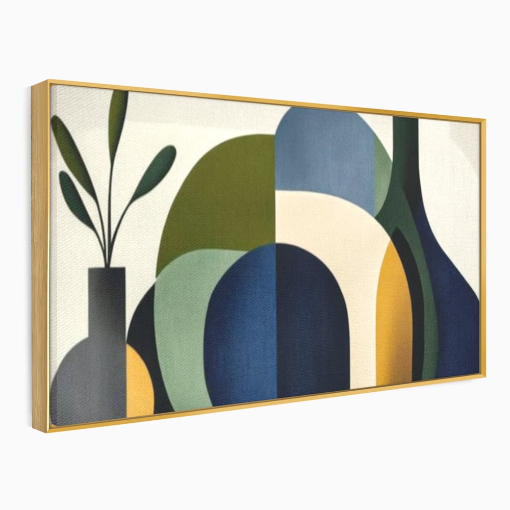 Tablou Canvas Premium, LuxCanva® J1006, Siluete Vegetale, Forme, Liniste, Natura, Siluete, Organic, Simplitate, Verde, Albastru, Scandinav, Modern, Living, Dormitor