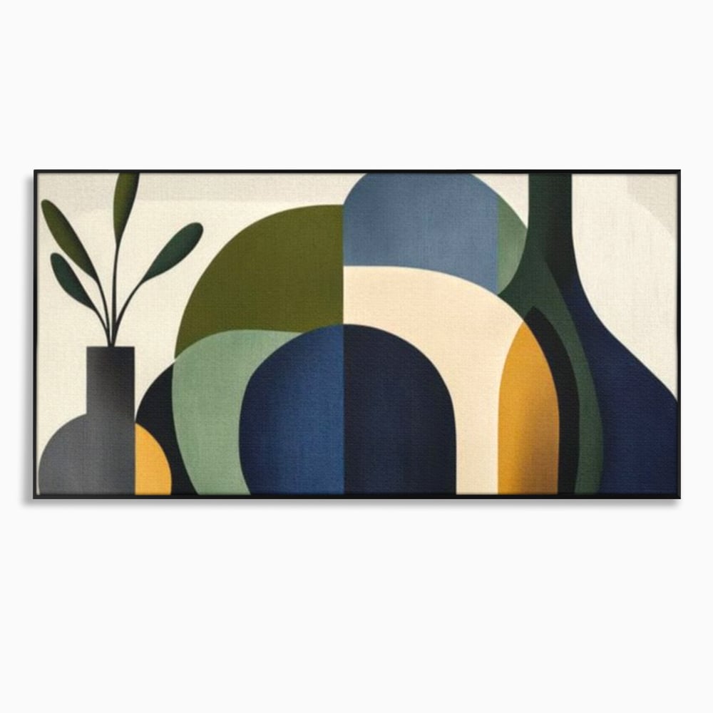 Tablou Canvas Premium, LuxCanva® J1006, Siluete Vegetale, Forme, Liniste, Natura, Siluete, Organic, Simplitate, Verde, Albastru, Scandinav, Modern, Living, Dormitor