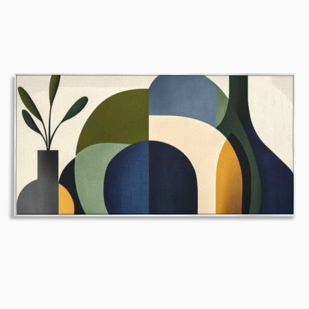 Tablou Canvas Premium, LuxCanva® J1006, Siluete Vegetale, Forme, Liniste, Natura, Siluete, Organic, Simplitate, Verde, Albastru, Scandinav, Modern, Living, Dormitor