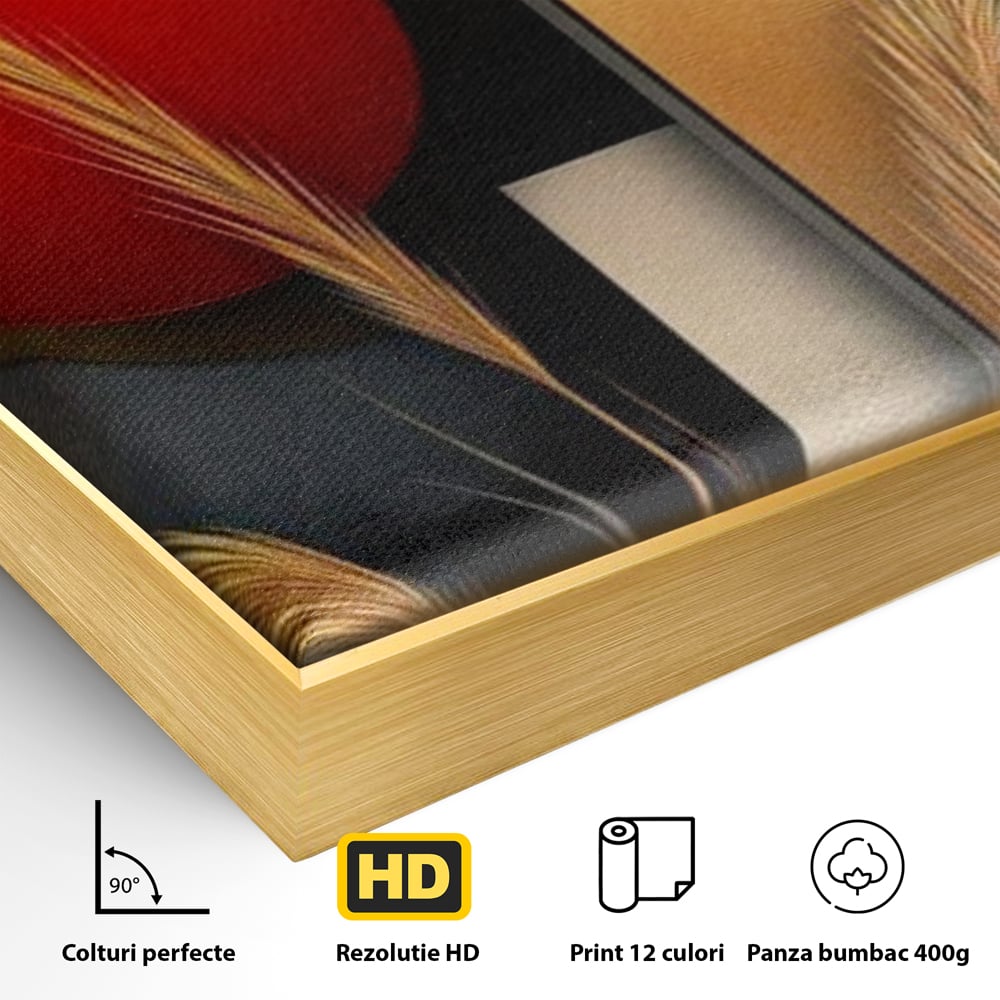 Leinwand Premium Canvas Wandkunst, LuxCanva® J1007, Herbstsonnenuntergang, Ernte, Gold, Herbst, Essenzen, Botanisch, Gewürz, Harmonie, Anmut, Anmutig, Kreise, Natur, Anspruchsvoll, Wohnen, Schlafzimmer