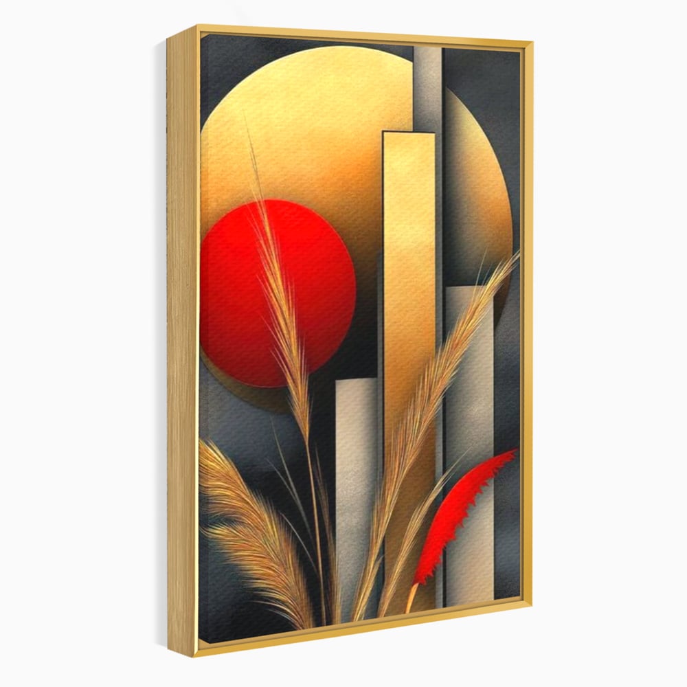 Leinwand Premium Canvas Wandkunst, LuxCanva® J1007, Herbstsonnenuntergang, Ernte, Gold, Herbst, Essenzen, Botanisch, Gewürz, Harmonie, Anmut, Anmutig, Kreise, Natur, Anspruchsvoll, Wohnen, Schlafzimmer