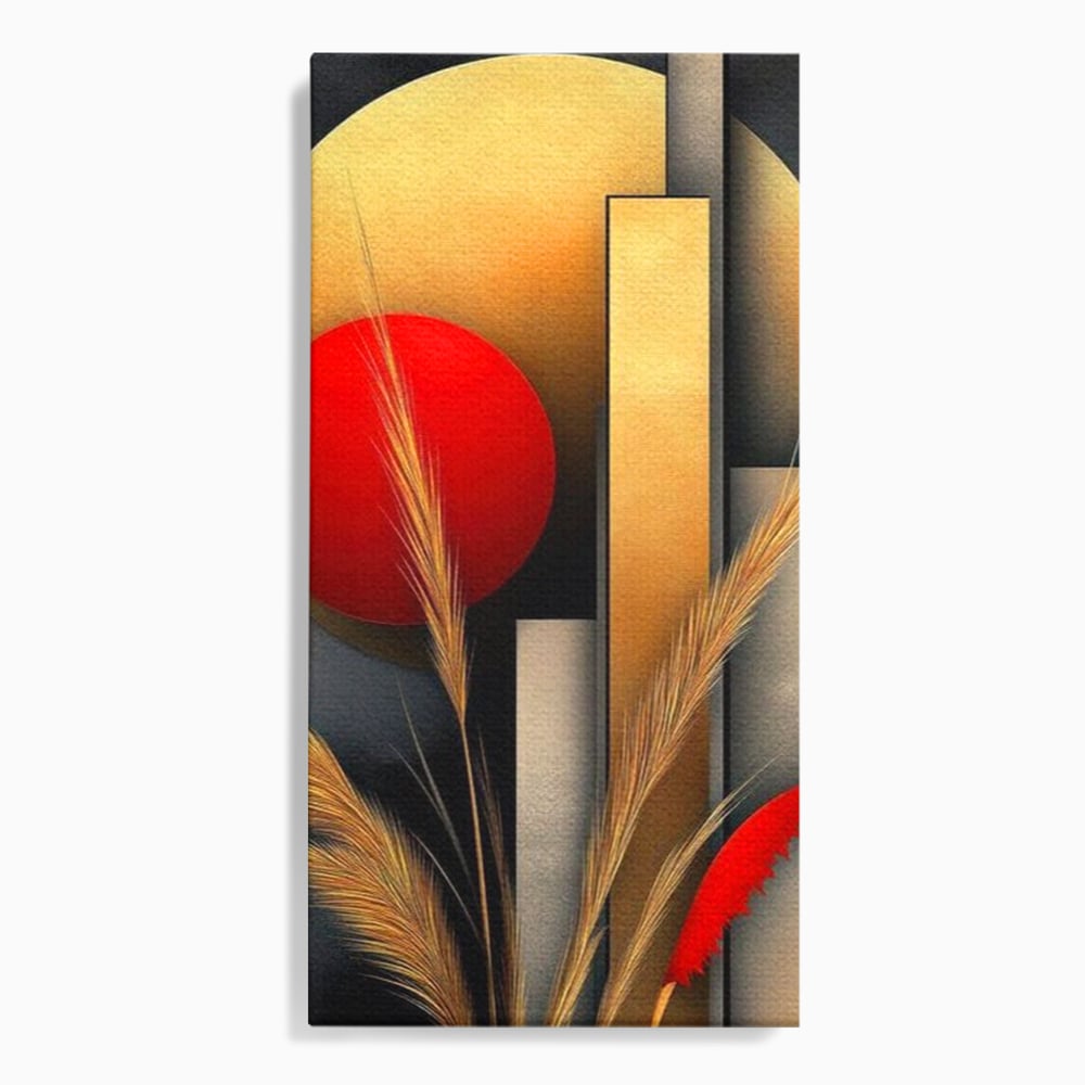 Leinwand Premium Canvas Wandkunst, LuxCanva® J1007, Herbstsonnenuntergang, Ernte, Gold, Herbst, Essenzen, Botanisch, Gewürz, Harmonie, Anmut, Anmutig, Kreise, Natur, Anspruchsvoll, Wohnen, Schlafzimmer