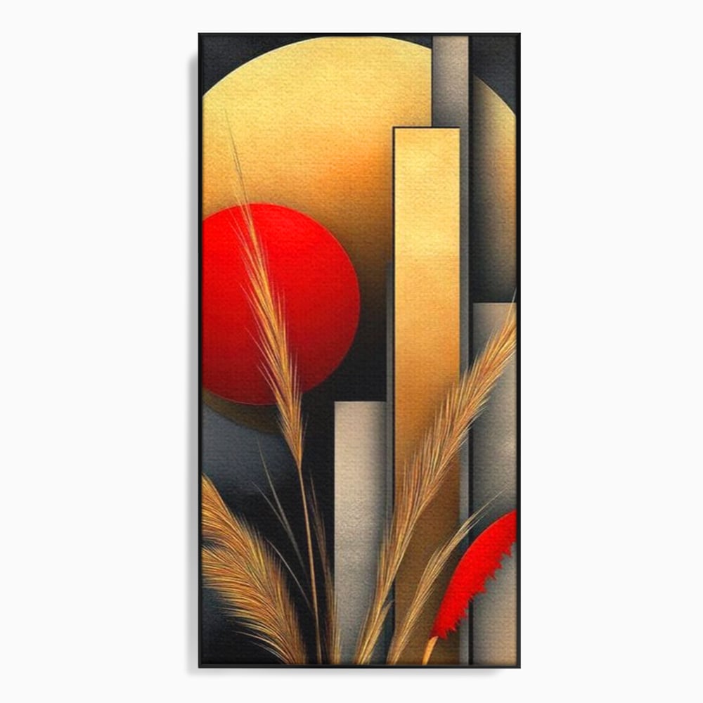 Leinwand Premium Canvas Wandkunst, LuxCanva® J1007, Herbstsonnenuntergang, Ernte, Gold, Herbst, Essenzen, Botanisch, Gewürz, Harmonie, Anmut, Anmutig, Kreise, Natur, Anspruchsvoll, Wohnen, Schlafzimmer