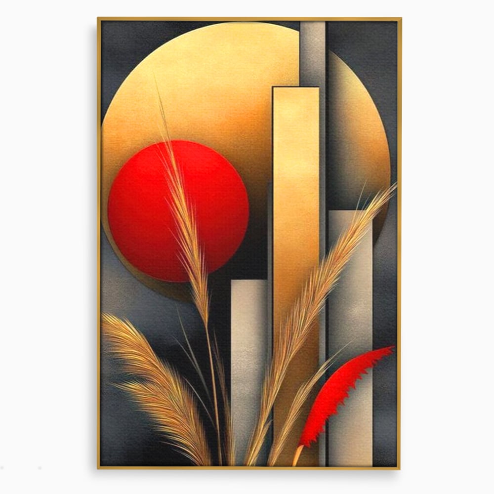 Leinwand Premium Canvas Wandkunst, LuxCanva® J1007, Herbstsonnenuntergang, Ernte, Gold, Herbst, Essenzen, Botanisch, Gewürz, Harmonie, Anmut, Anmutig, Kreise, Natur, Anspruchsvoll, Wohnen, Schlafzimmer