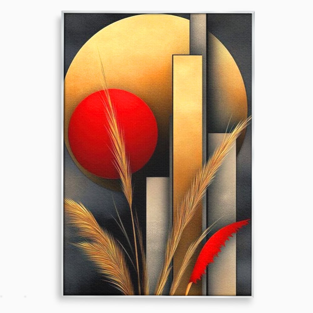 Leinwand Premium Canvas Wandkunst, LuxCanva® J1007, Herbstsonnenuntergang, Ernte, Gold, Herbst, Essenzen, Botanisch, Gewürz, Harmonie, Anmut, Anmutig, Kreise, Natur, Anspruchsvoll, Wohnen, Schlafzimmer