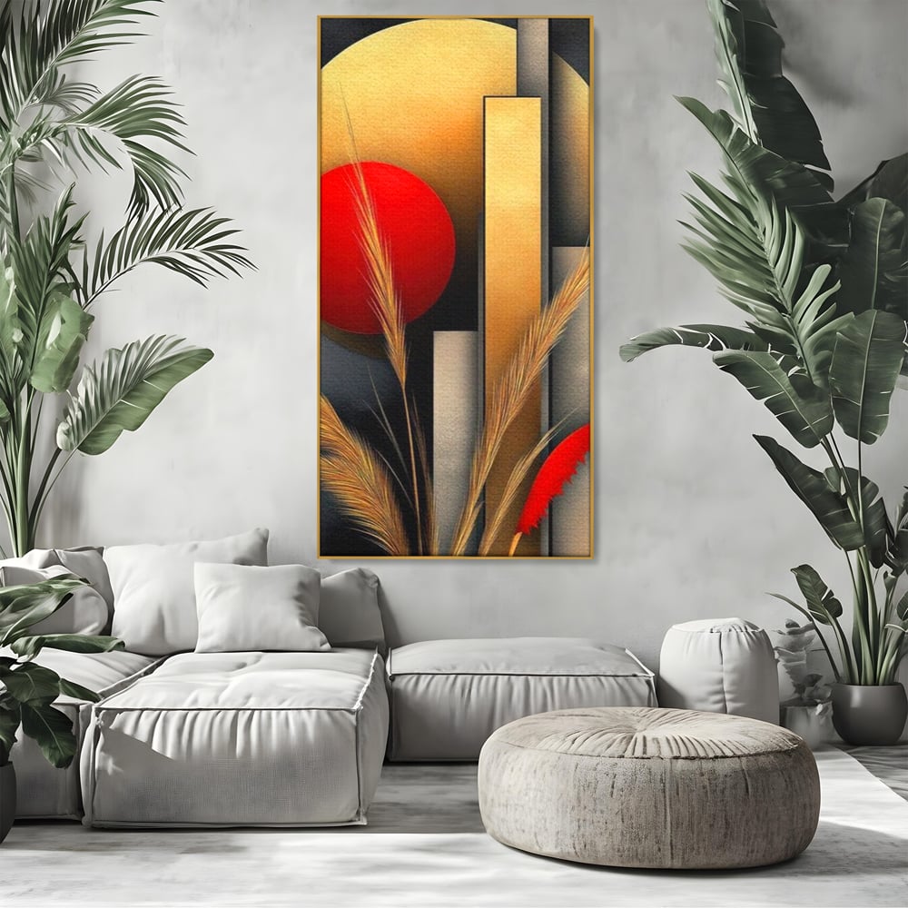 Leinwand Premium Canvas Wandkunst, LuxCanva® J1007, Herbstsonnenuntergang, Ernte, Gold, Herbst, Essenzen, Botanisch, Gewürz, Harmonie, Anmut, Anmutig, Kreise, Natur, Anspruchsvoll, Wohnen, Schlafzimmer