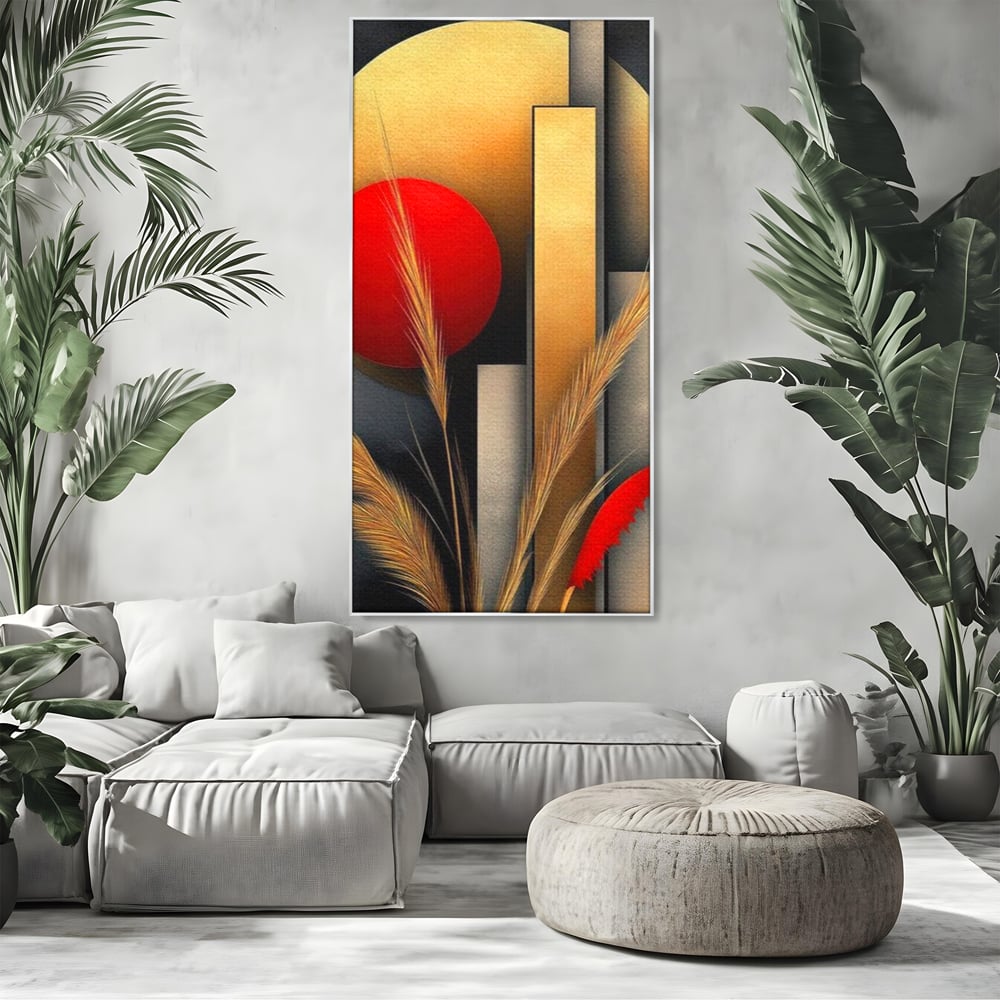 Leinwand Premium Canvas Wandkunst, LuxCanva® J1007, Herbstsonnenuntergang, Ernte, Gold, Herbst, Essenzen, Botanisch, Gewürz, Harmonie, Anmut, Anmutig, Kreise, Natur, Anspruchsvoll, Wohnen, Schlafzimmer